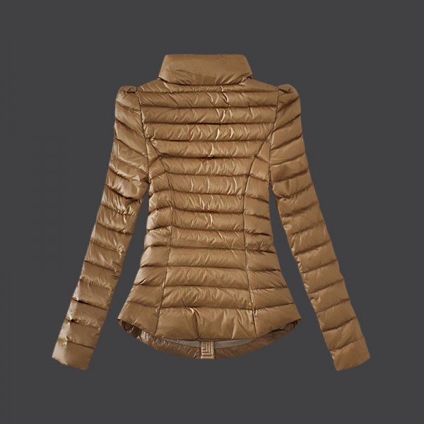 Moncler Donna Giù cappotto stand Collare Khaki Presa M1022